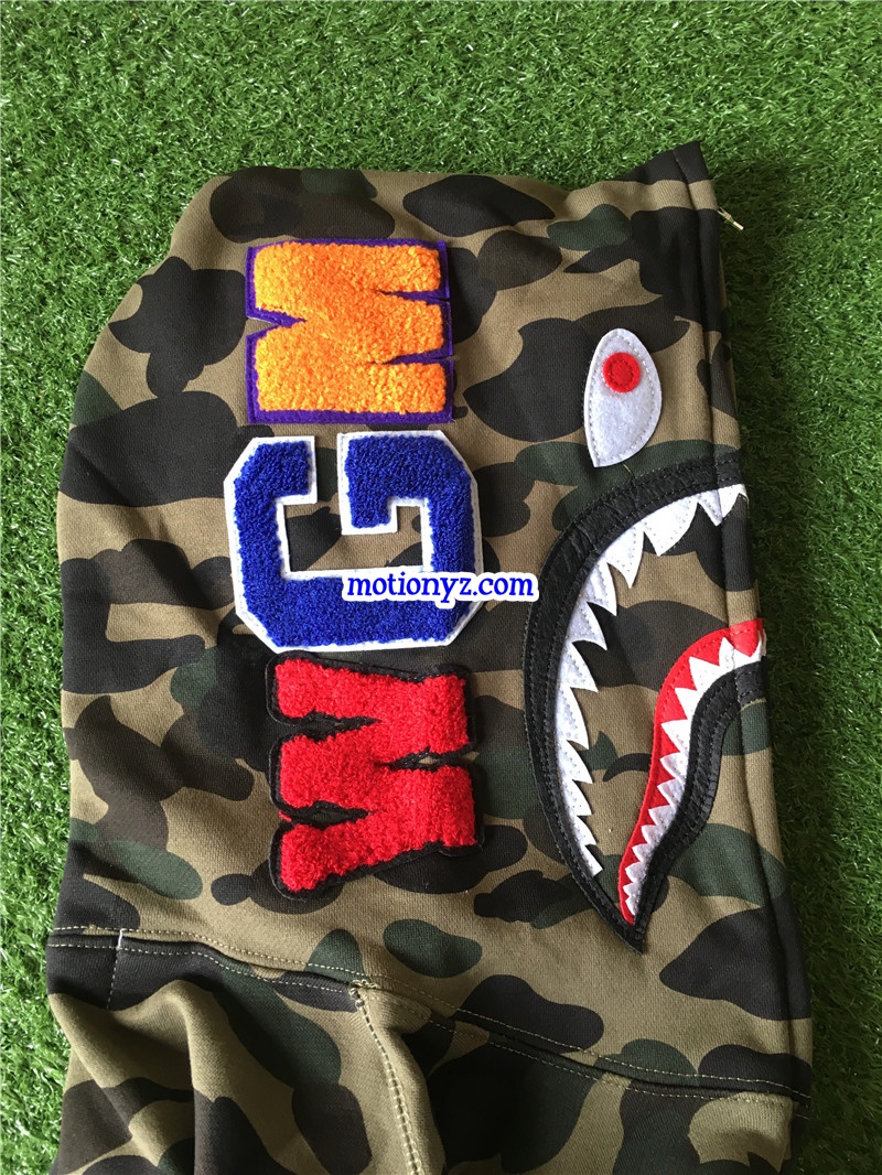 A Bathing Ape Shark Hoodies Green Camo